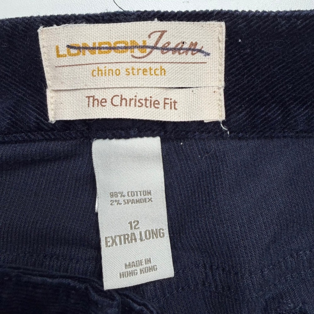 London Jean Corduroy Pants Women 12 Extra Long Navy Stretch Christie Fit Preppy - Picture 4 of 9